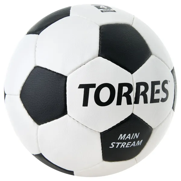 Мяч футб. TORRES Main Stream, F30184,р.4, 32 пан. ПУ, 4 под. слоя, руч. сшив., бело-черный